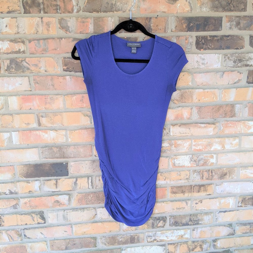 Pea in a Pod Maternity Shirt (XS) - Navy Blue Swoop-neck